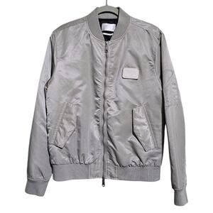 7 For All Mankind Men's Stone Grey Nylon Bomber Jacket Size Medium